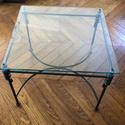 Table basse en verre et fer forgé