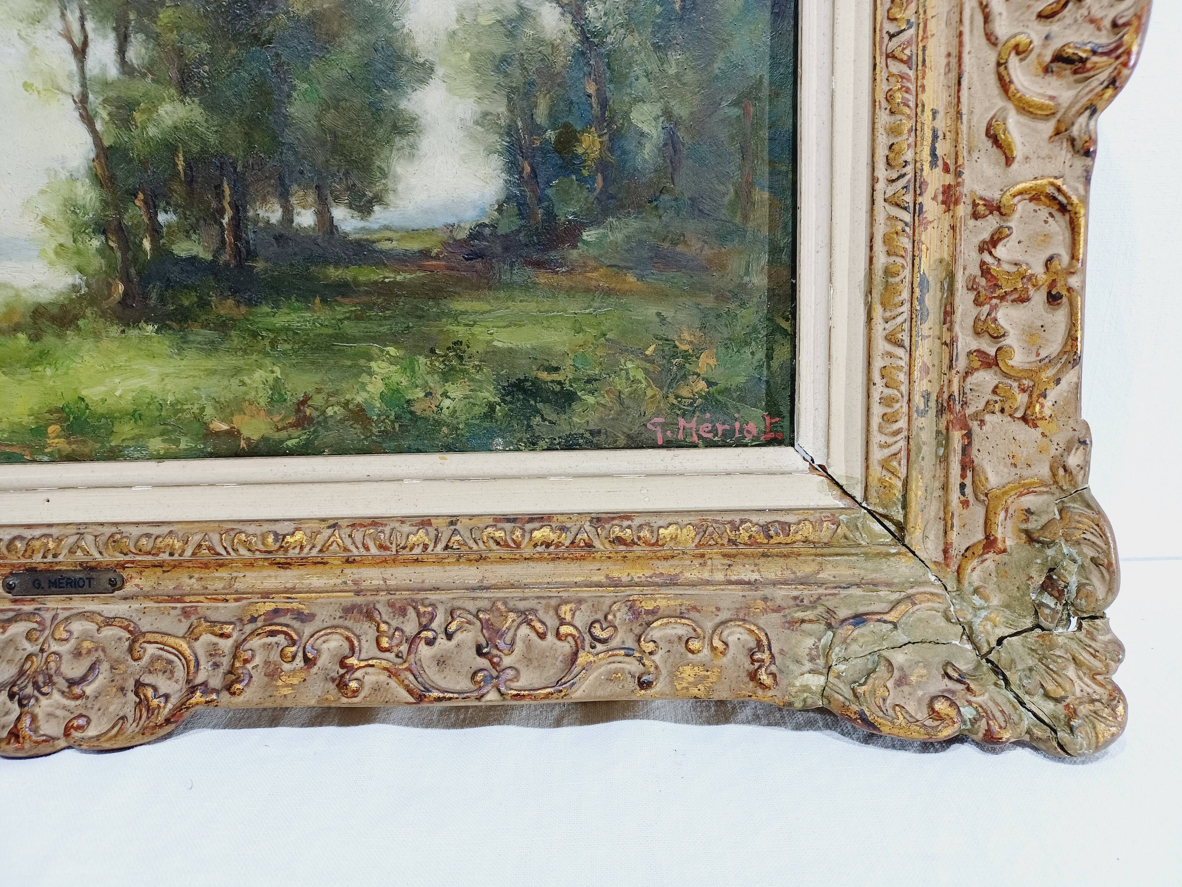 G. Mériot - Oil on panel "The Creuse at Bénévent"