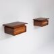 Pair of 1950s Italian Wall-Mounted Wooden Nightstands with Single Drawer