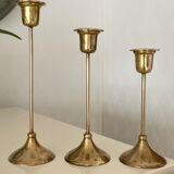 3 brass candle holders 1970