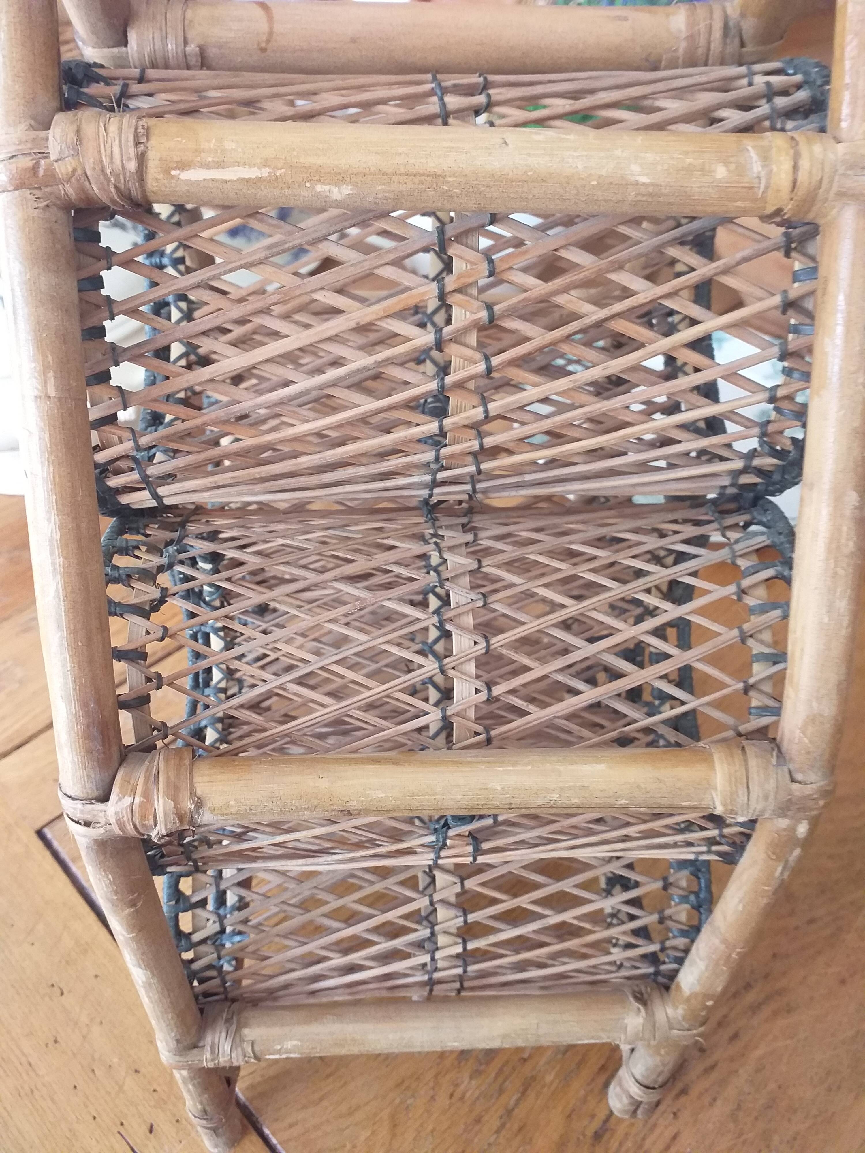 Rattan and bamboo bottle holder