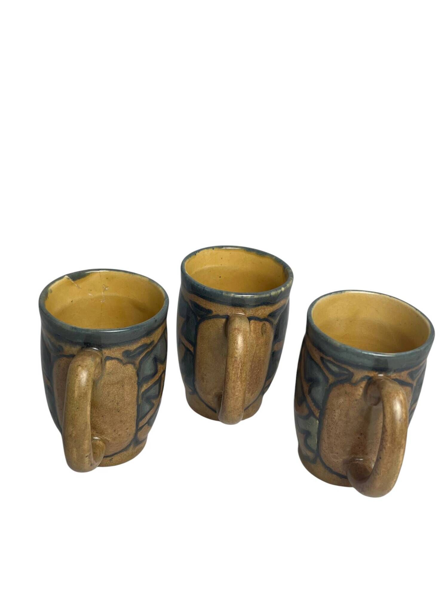 Quimper Odetta, three numbered cider cups signed from around 1920.