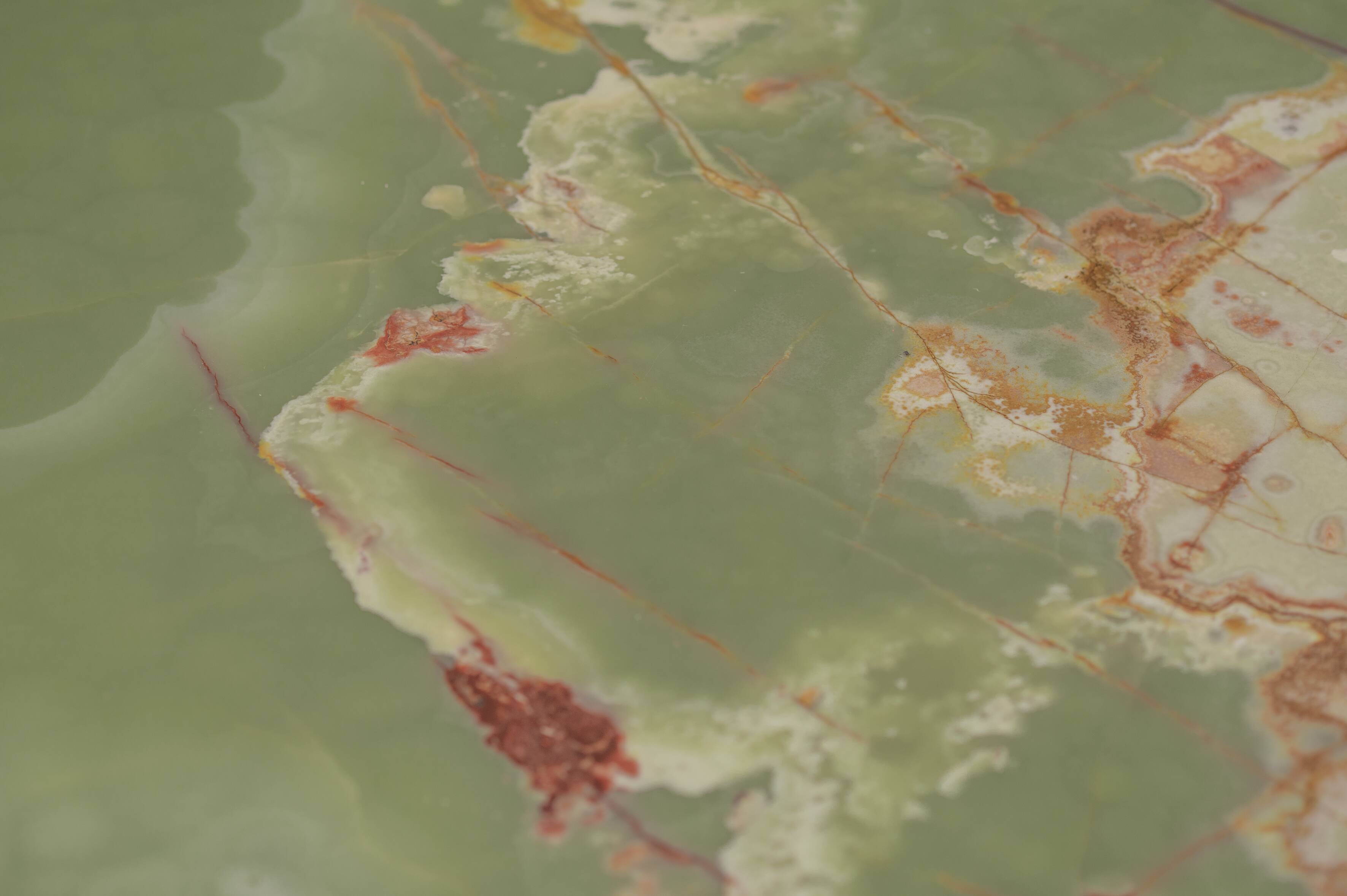 Onyx and brass dining table after Ignazio Gardella