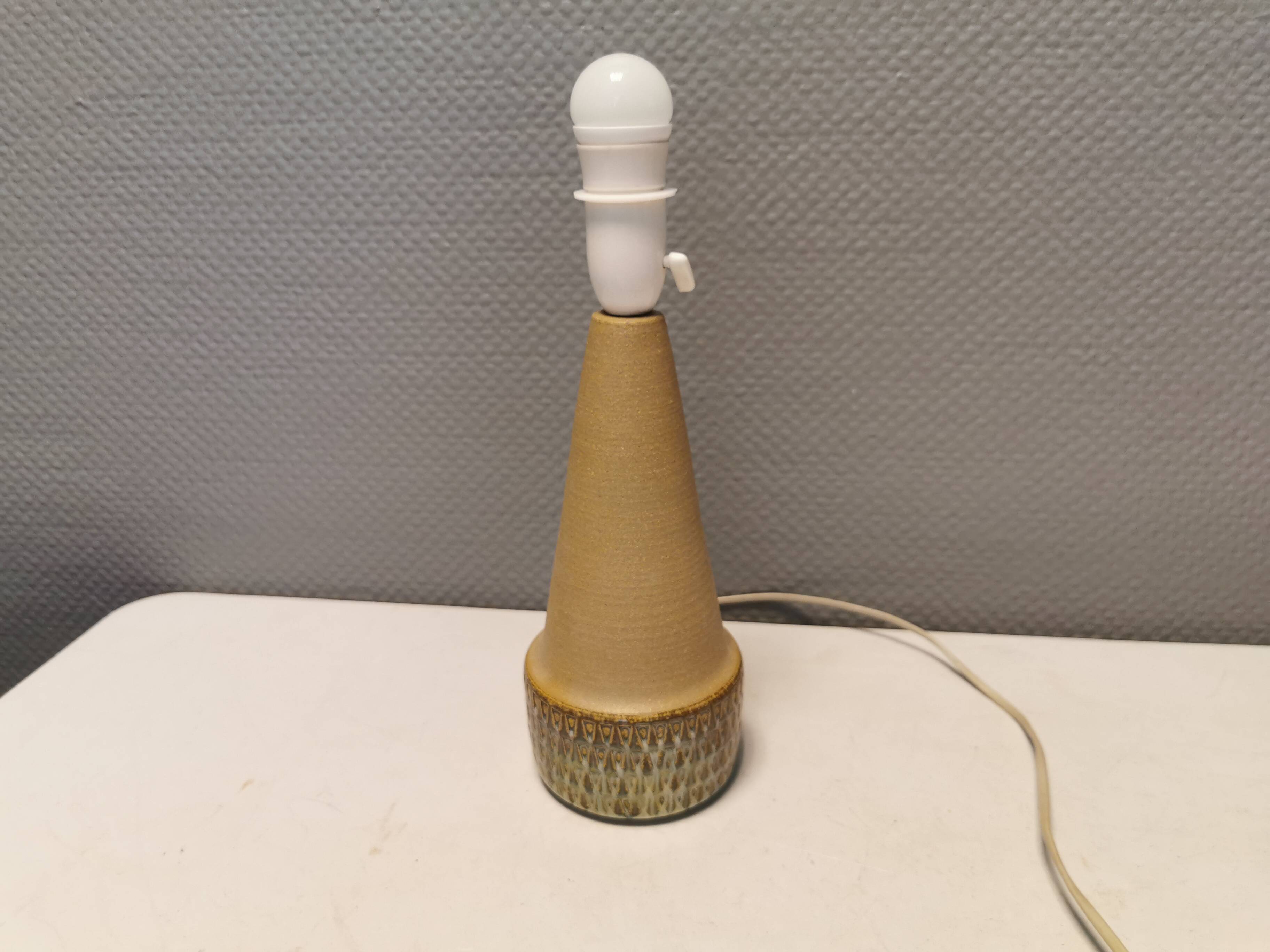 Handmade Beautiful partially glazed table lamp from Danish Søholm Ceramics, 1970s.