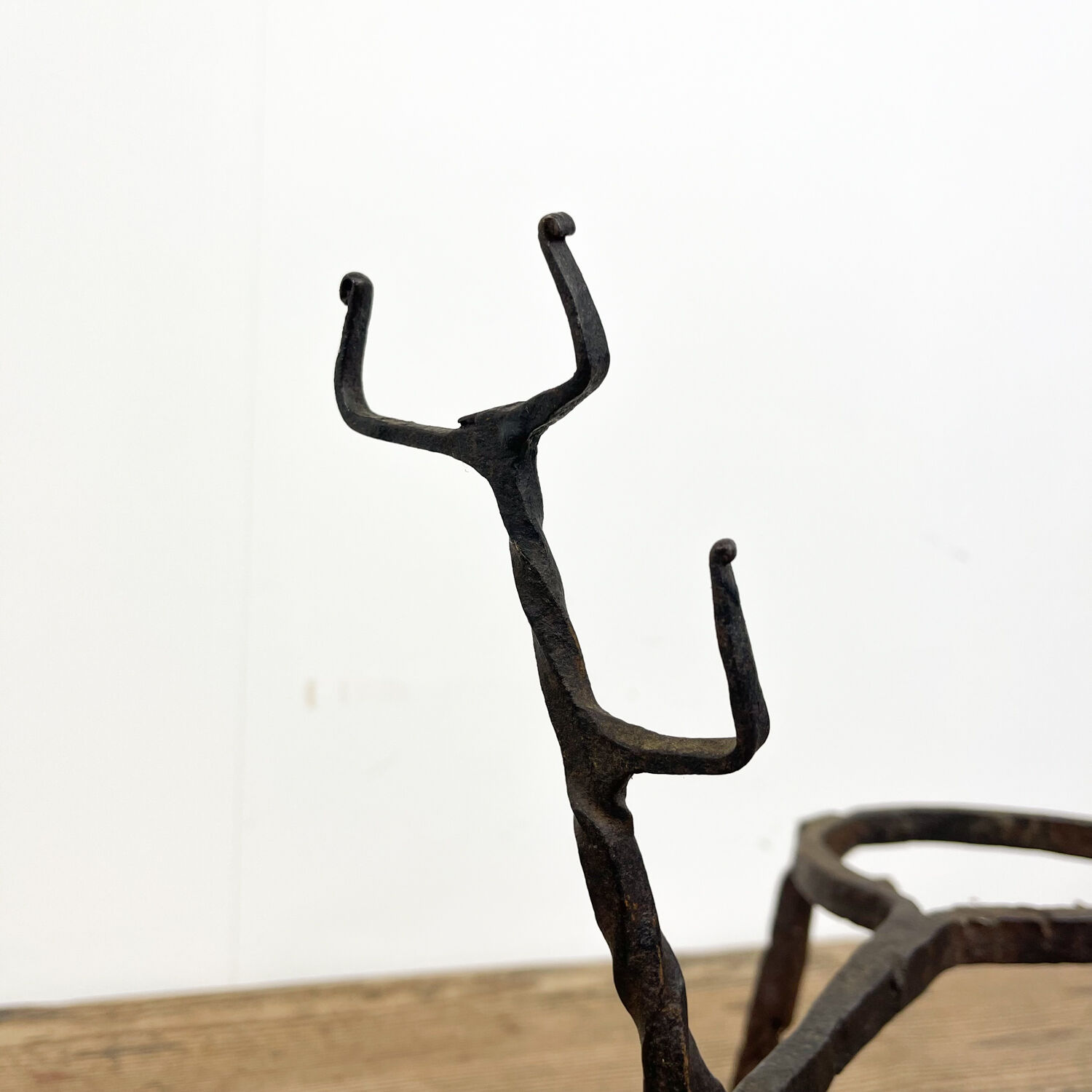 Antique wrought iron fire place pan trivet 18th century