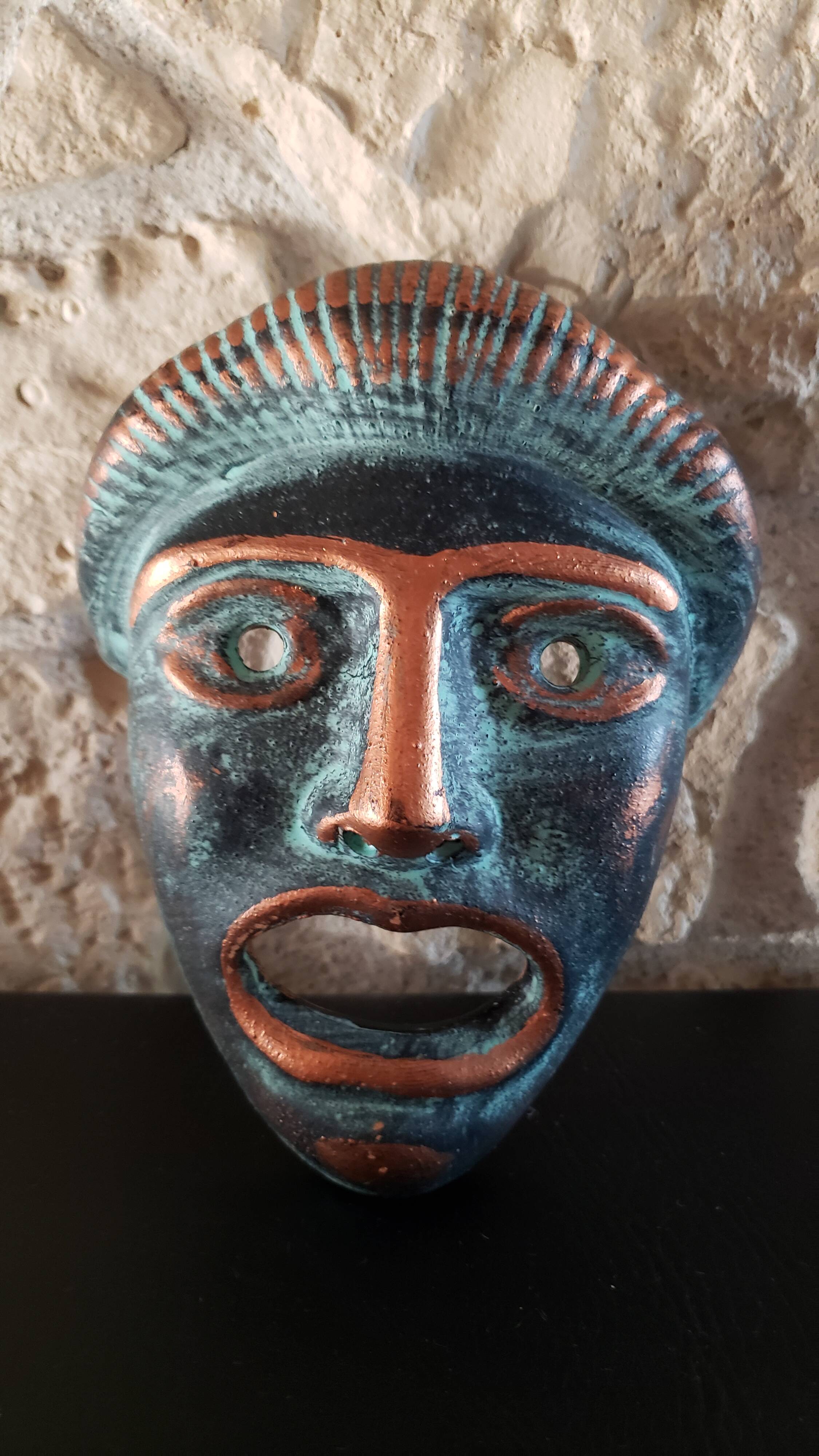Vintage Greek tragedy wall mask