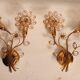 Set Hollywood Regency Wandlampe vergoldet Messing Swarovski-Kristalle Palwa