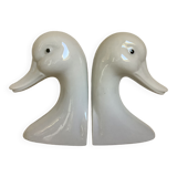 Pair of white bird, geese and duck bookends