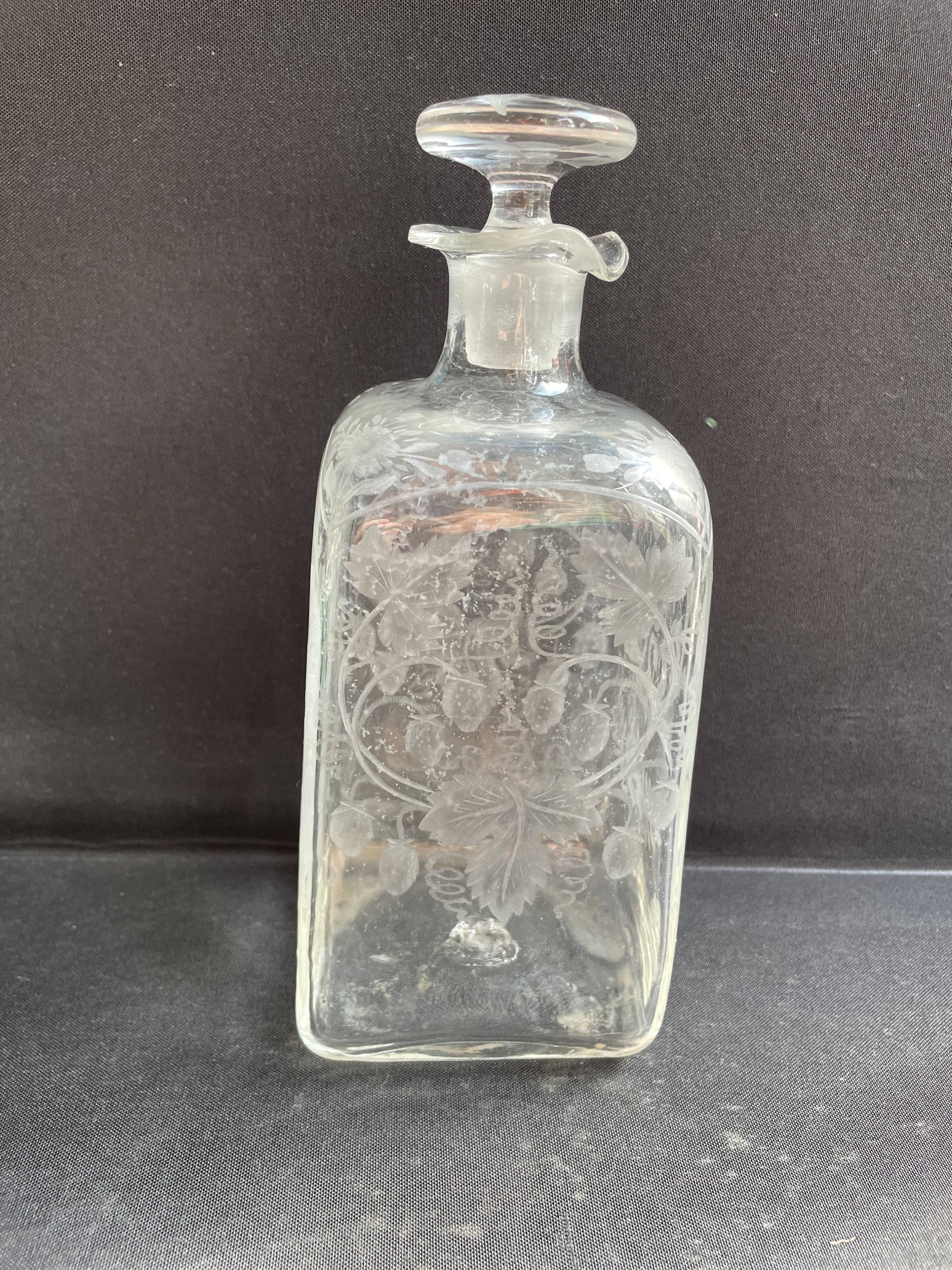 19th century engraved carafe