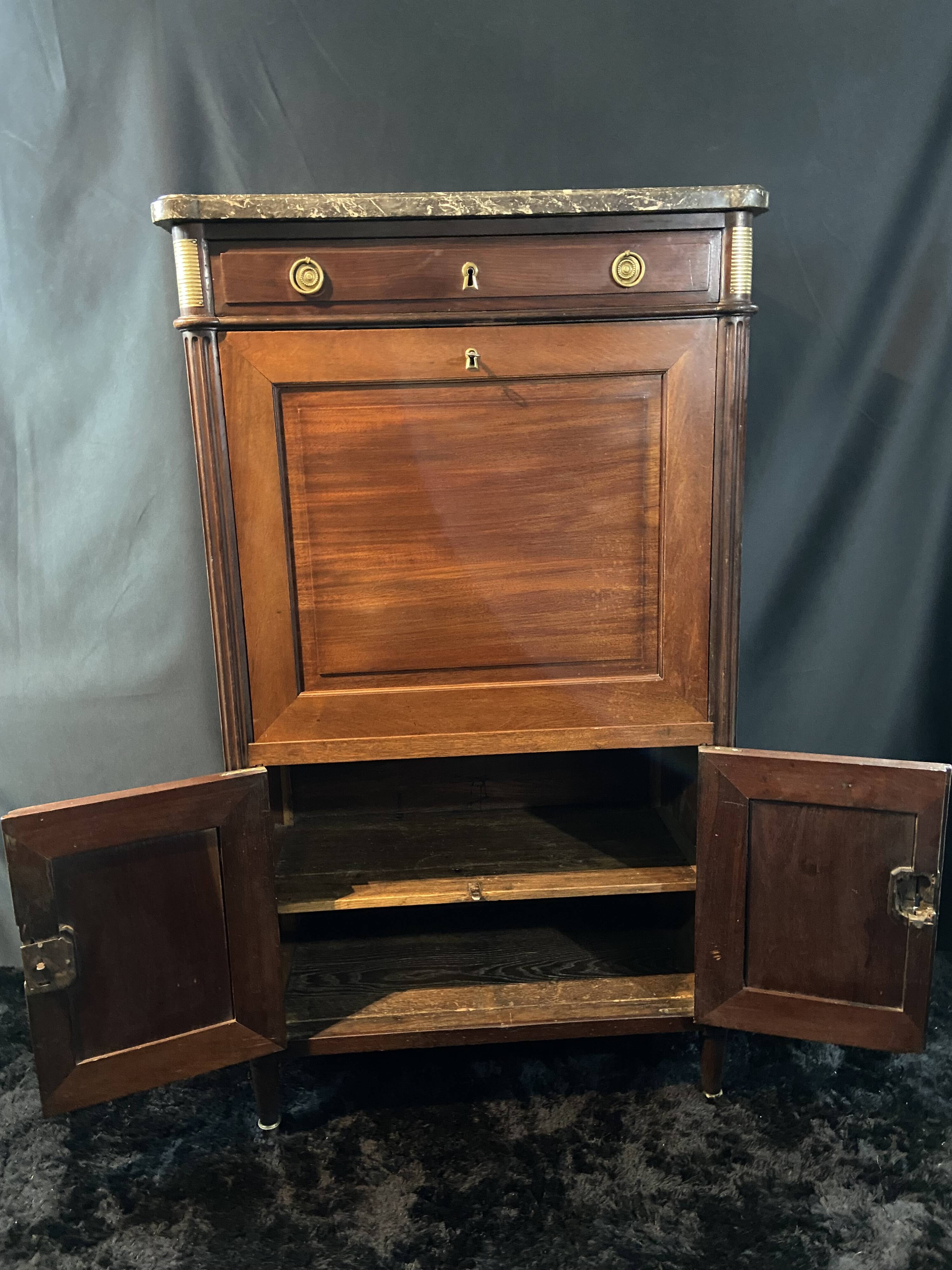 18th-century solid mahogany Louis XVI secretary