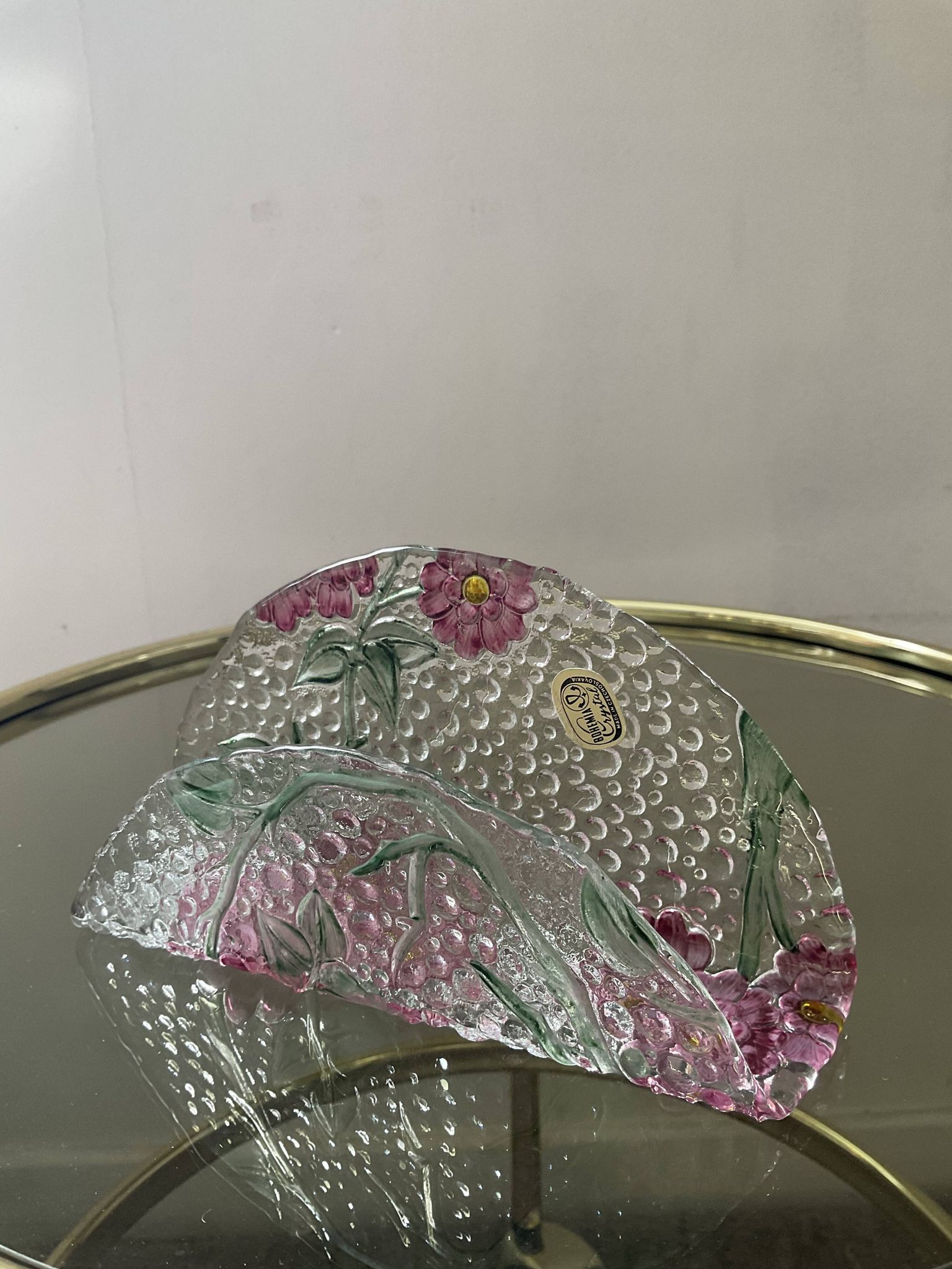 Vintage bohemian crystal mail holder Czechoslovakia