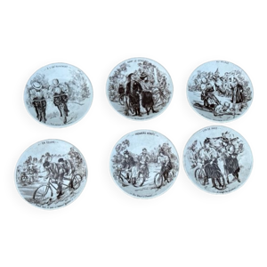 6 assiettes en faïence de Sarreguemines