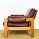 Vintage Scandinavian leather and teak armchair 1960