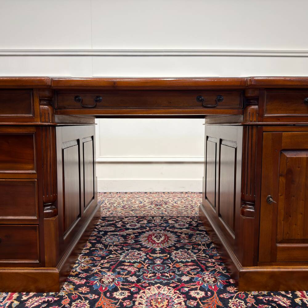 Classic English Desk Partnerdesk Black Leather
