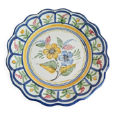 Assiette en faïence française peinte main décor floral Art populaire
