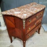 Transitional marquetry chest of drawers