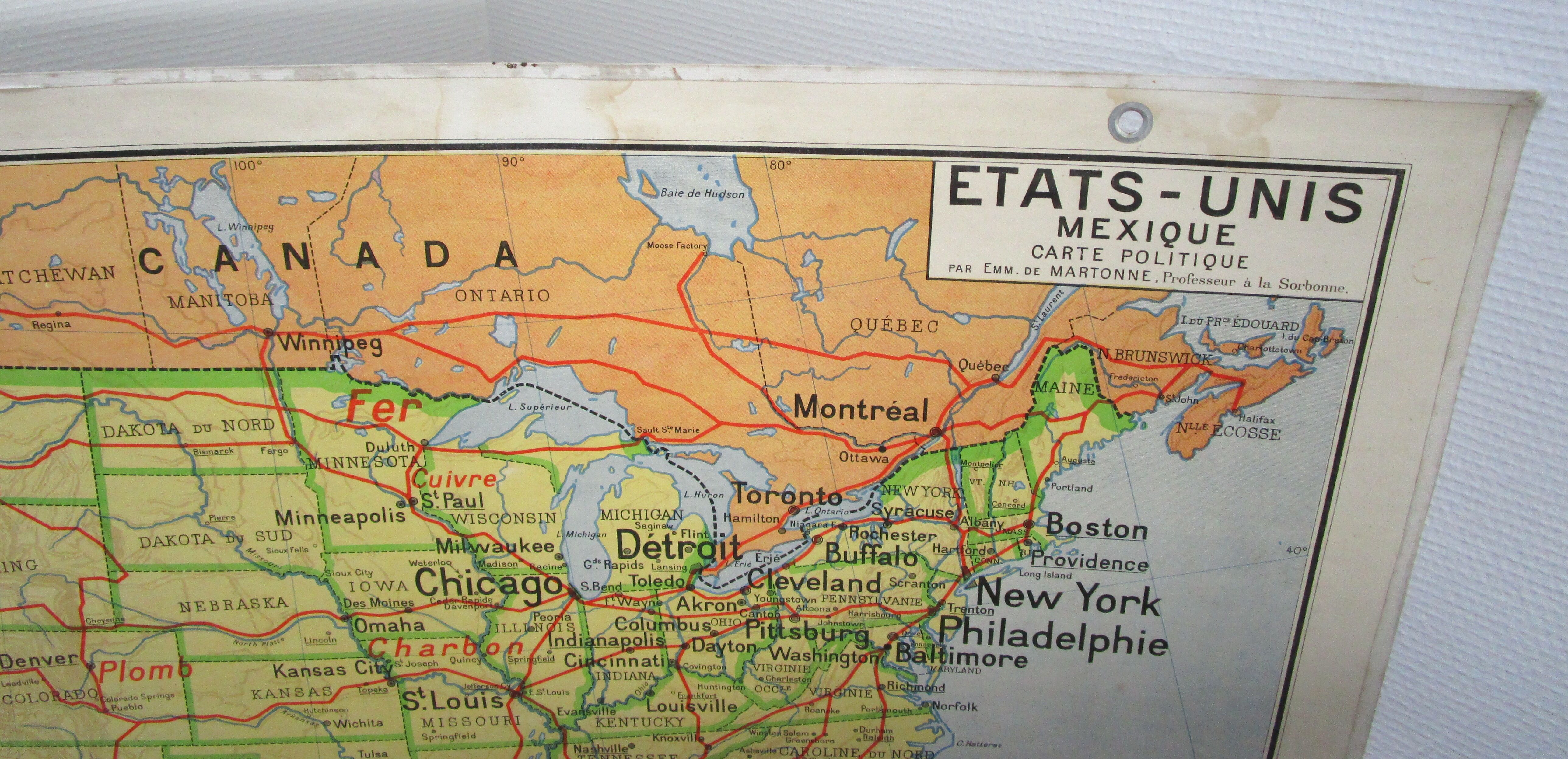 School map United States Vidal Lablache 60's