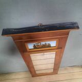 Small varnished wooden trumeau with a gallant scene motif