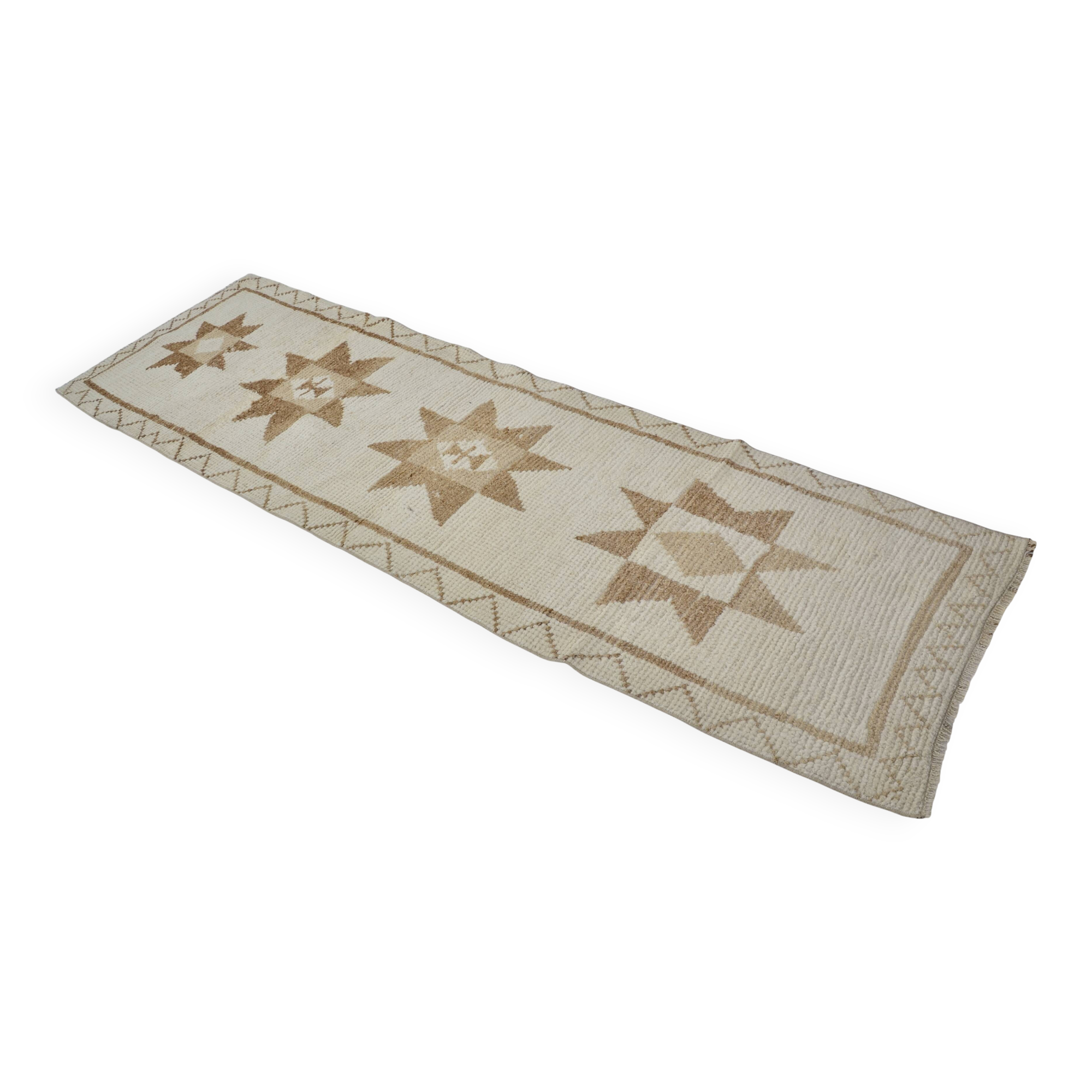 White And Brown Floral Runner Carpet sku 2069