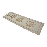 Tapis de couloir à motifs floraux blancs et marron, référence 2069