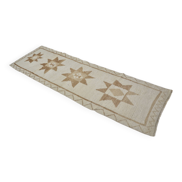 White And Brown Floral Runner Carpet sku 2069