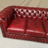 Red leather chesterfield sofa