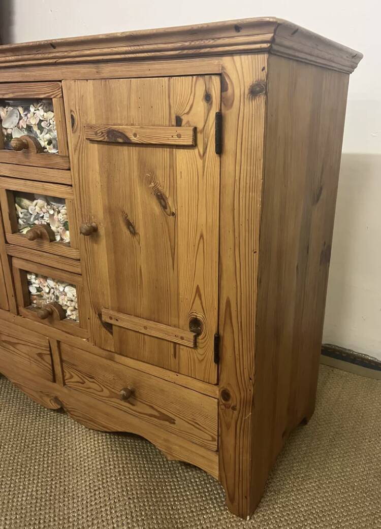 Vintage solid pitch pine chest of drawers