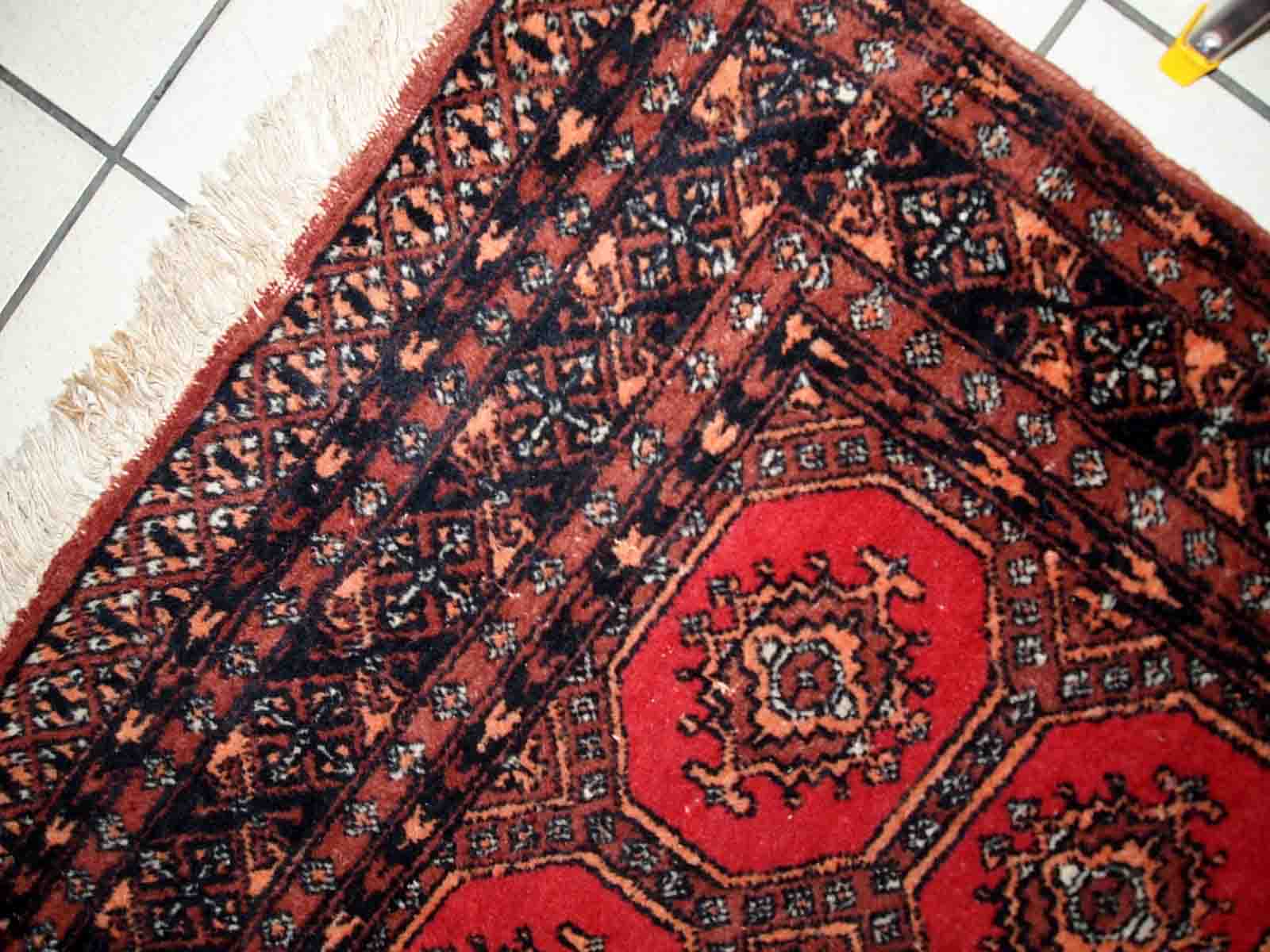 Vintage carpet Uzbek Bukhara handmade 121cm x177cm 1960s, 1C740