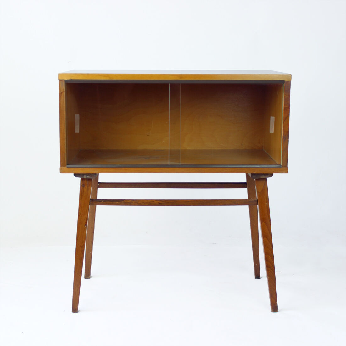 Midcentury showcase in walnut & glass, Drevovyroba Czechoslovakia 1969