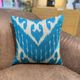 Vintage Silk Ikat Square Cushion Cover, Sky Blue White Arch Medallion 16x16