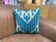 Vintage Silk Ikat Square Cushion Cover, Sky Blue White Arch Medallion 16x16