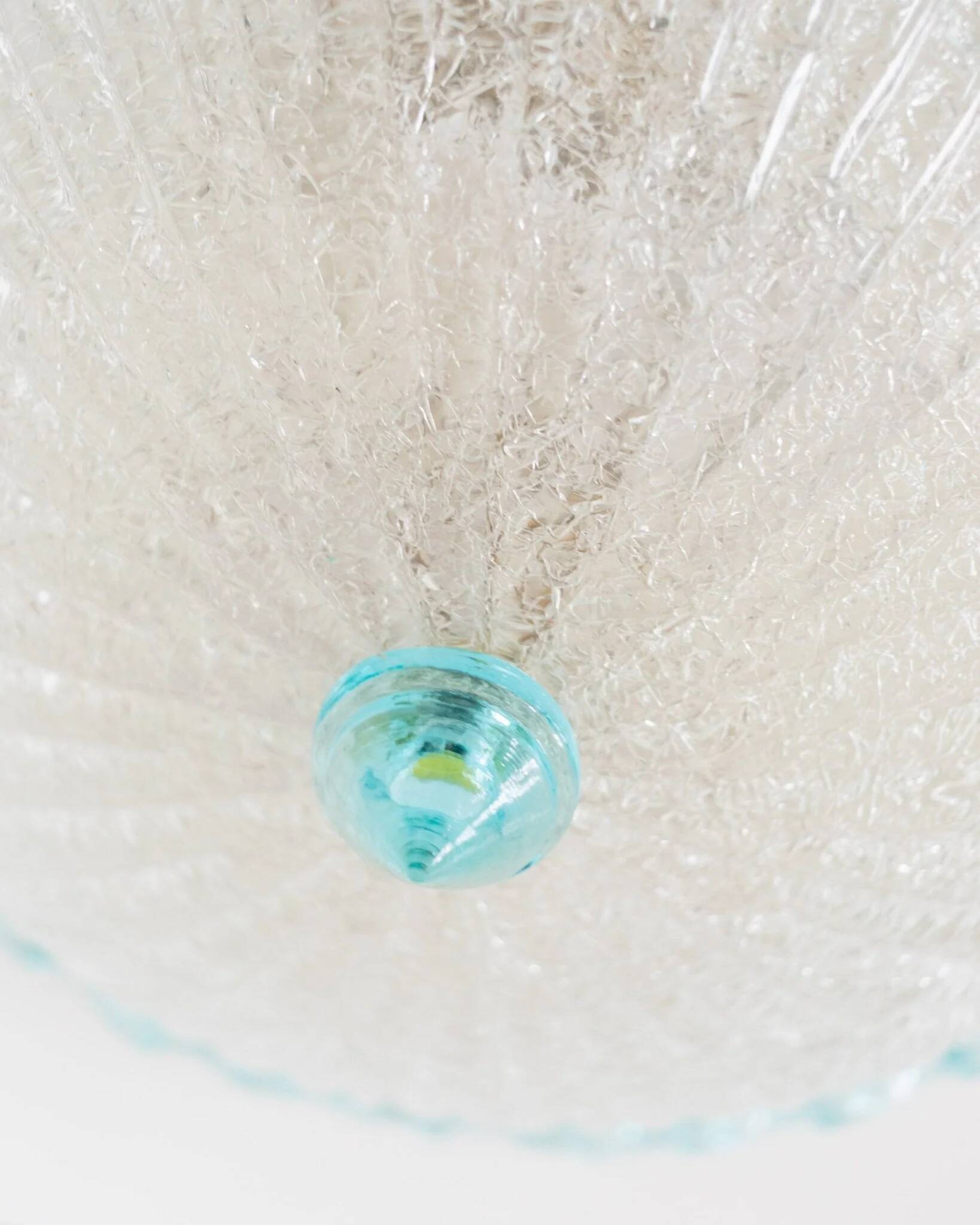 Lampe de plafond en verre de Murano bleu clair par Barovier e Toso - Hollywood Regency, éclairage du milieu du siècle en Italie (années 1960)