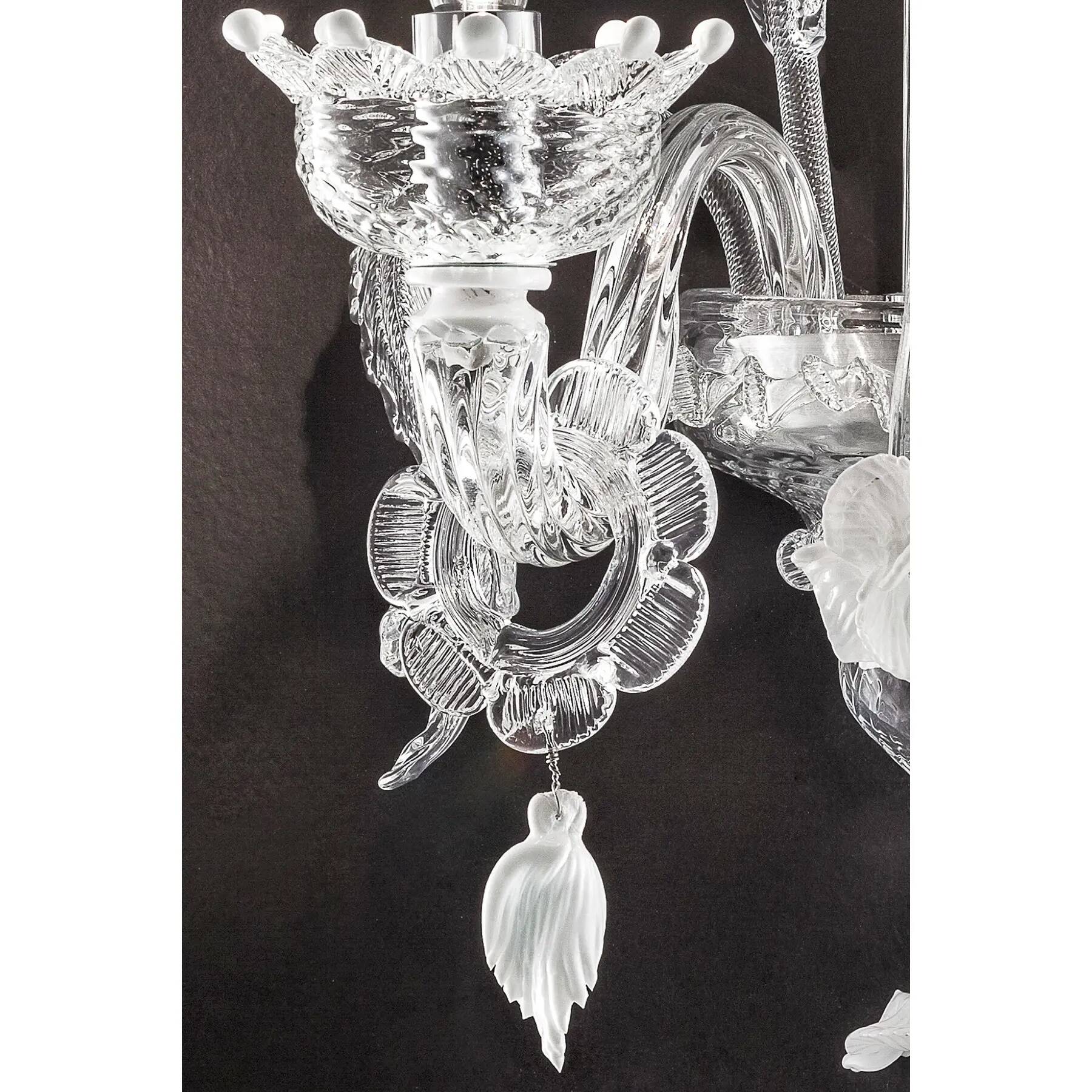 Venetian Style Transparent & White Floral Murano Glass Wall Light