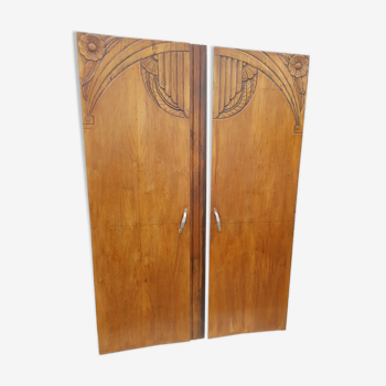 Pair of old art deco cabinet doors