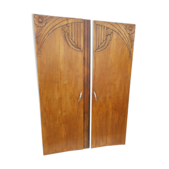 Paire de portes d'armoire anciennes art deco