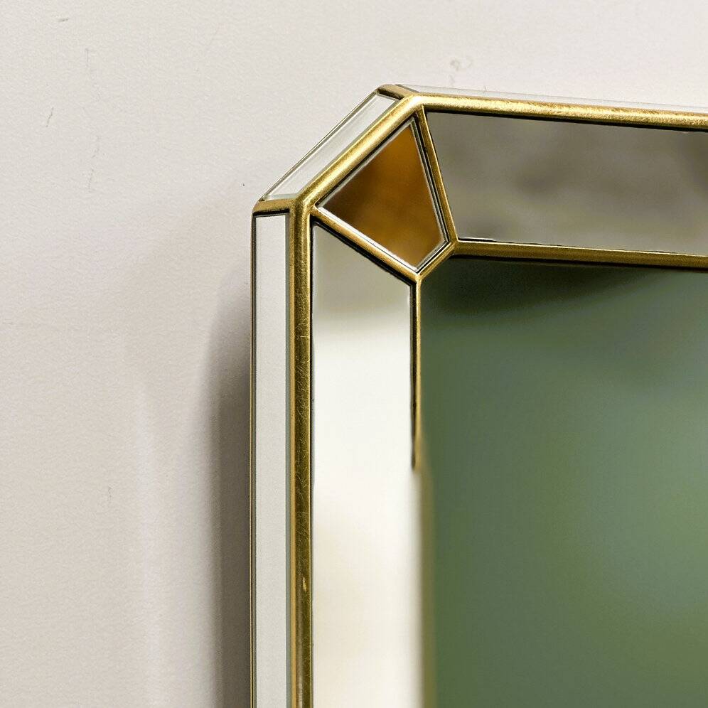 Miroir rectangulaire biseauté De Knudt avec cadre en laiton, Belgique, années 1980