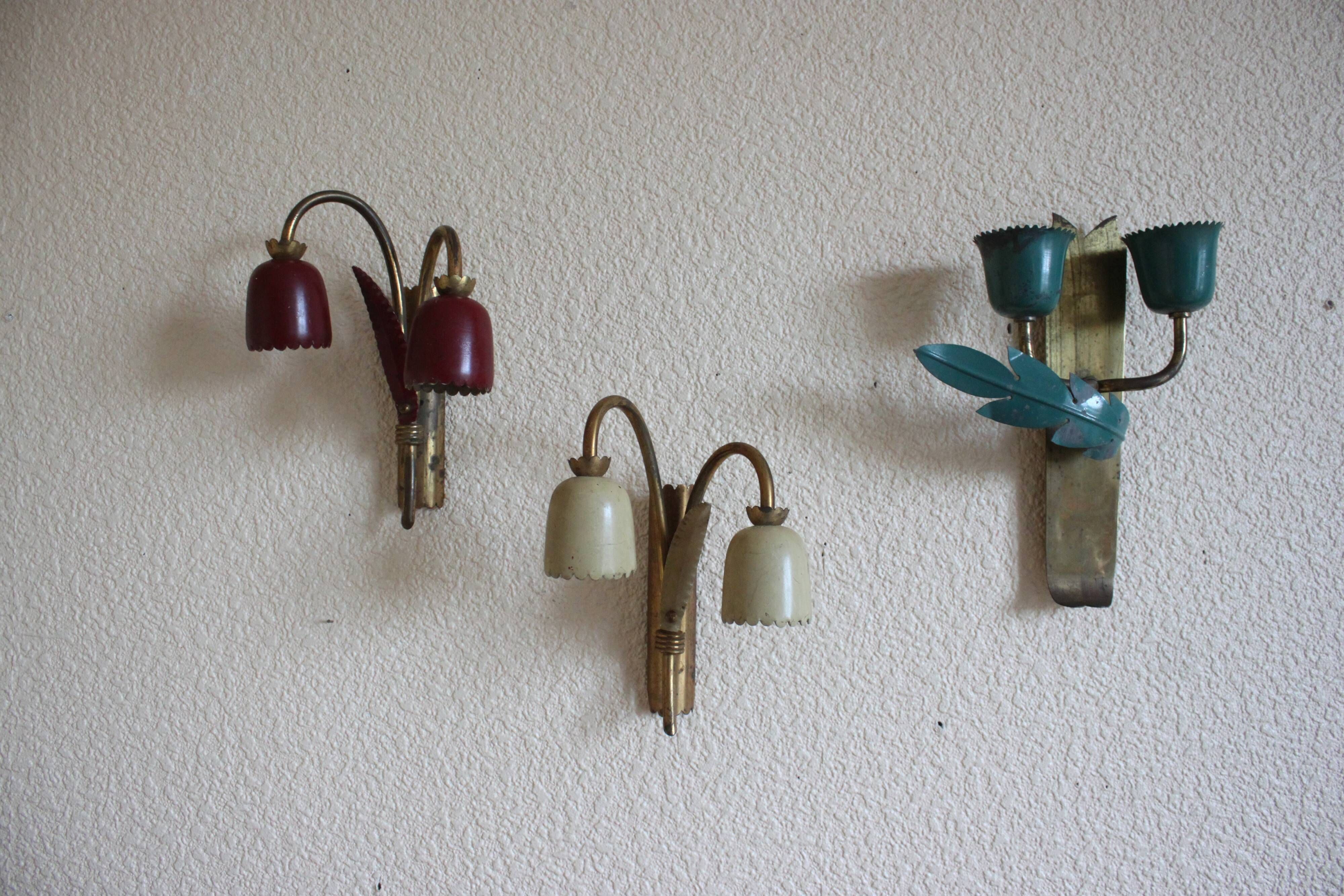 3 wall lamp, lily of the valley, from the 40s, vintage