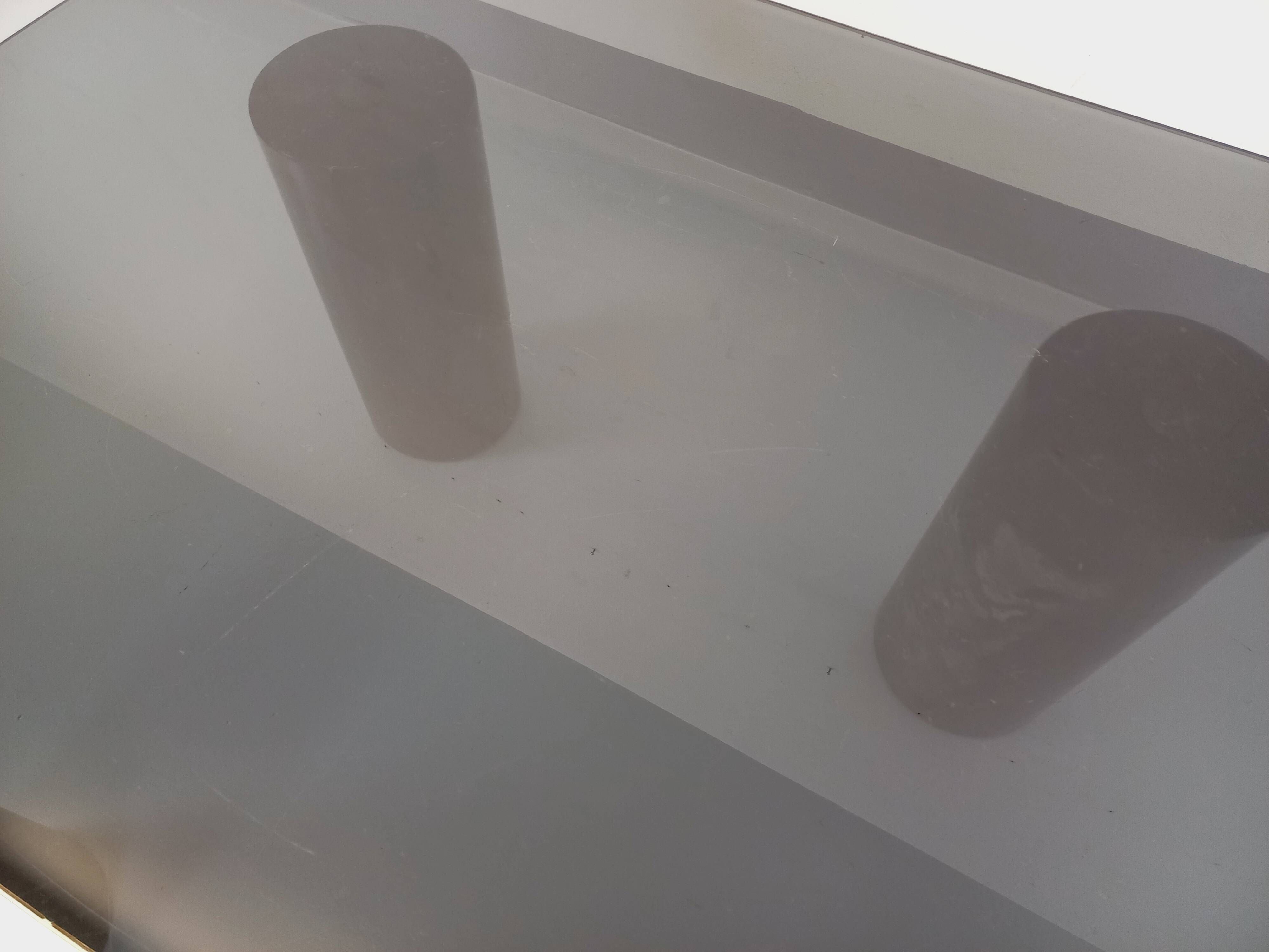 Vintage Italian square marble and glass coffee table from the 70s