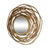 Natural bamboo round mirror 90cm