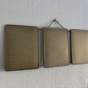 Vintage 1960 triptych mirror barber hairdresser Japonese style - 25 x 60 cm