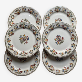 Glen - suite de 6 assiettes plates gien moustiers