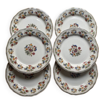 Glen - suite de 6 assiettes plates gien moustiers