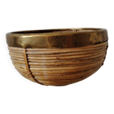 Brass rattan basket, Italy 1950s