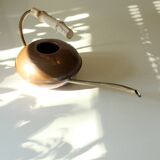 Copper watering can with handle made of bamboo and spout made of brass, vintage