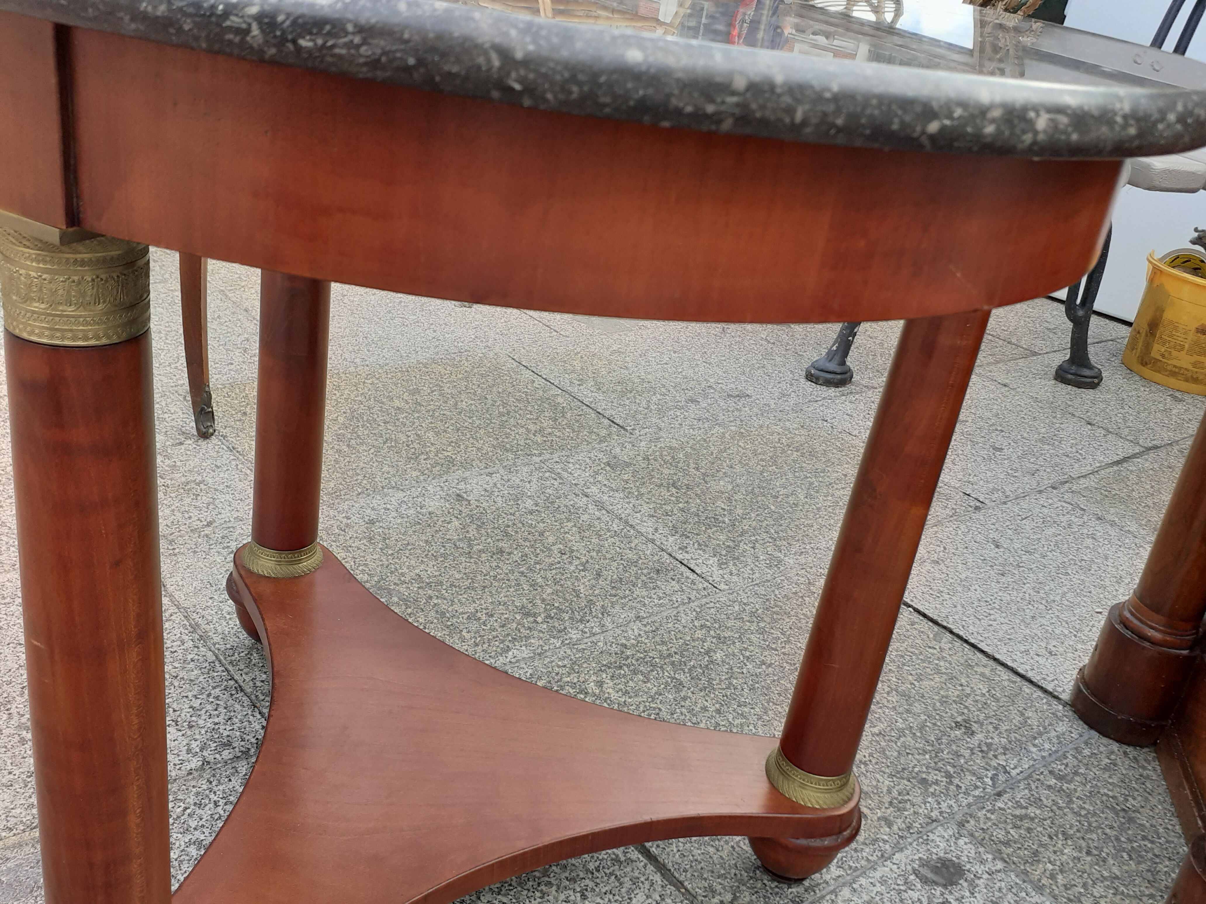 Ancient Gueridon with marble top side table empire style