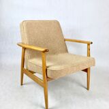 Beige boucle gfm63 lounge chair by J. Kedziorek, 1970s