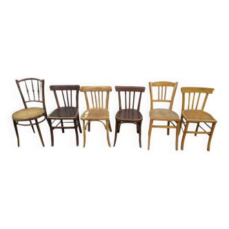 Lot de 6 chaise de bistrot en bois - luterma