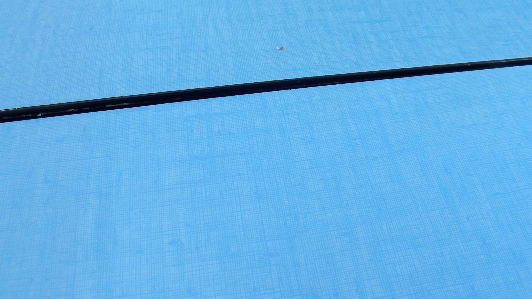 Blue formica table with extension with drawer