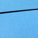 Blue formica table with extension with drawer