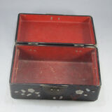 Ancient chinese box made of woolly wood and encrusted with mother-of-pearl